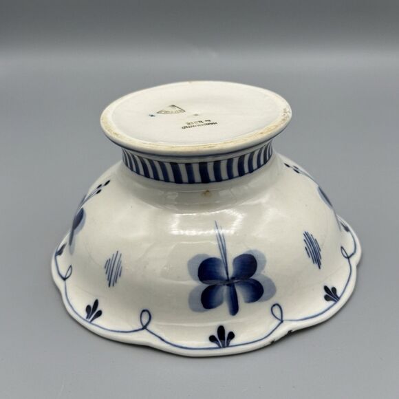 Vtg Gzhel Salad Fruit Bowl Hand Painted USSR Blue White Compote Footed Ceramic - Picture 2 of 10